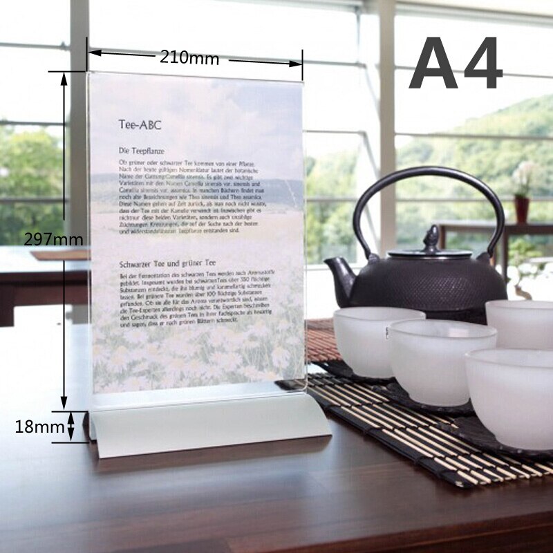 A4/A5 Vertical/Horizontal Table Display 210*297 Meeting Room Desktop Holder Menu Display for Restaurant Acrylic Clear Holder: paper size 210x297mm