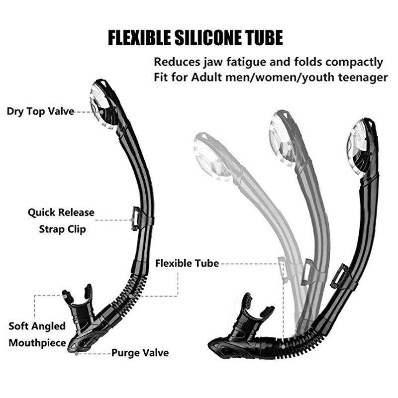 Breathing Tube Full Wet Flexible Silicone Mouthpiece Diving Snorkeling Gear