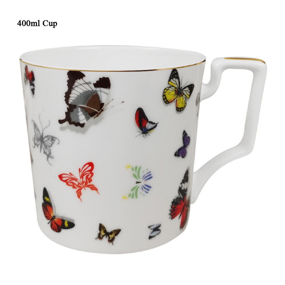 Ceramic Tray Gold Rim Plate Flat Dish Cake Dinner Tray Bowl Tableware Butterfly Bone China Tea Milk Cup Coffee Cup and Saucer: F