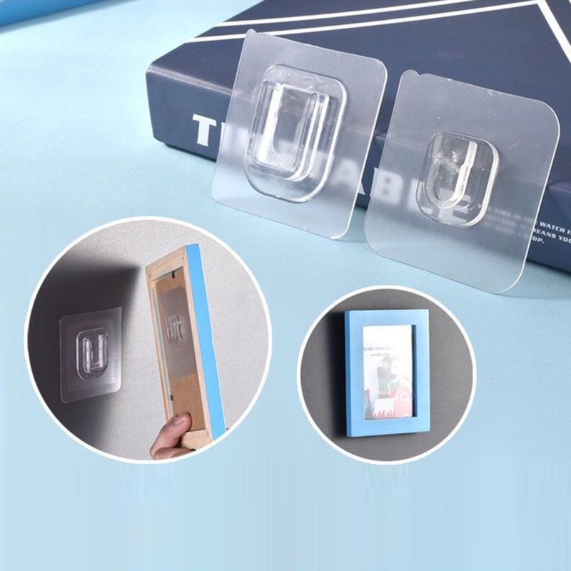 Transparent Double-sided Adhesive Wall Hooks Hangers Punch-free Super Strong Sticky Waterproof Reusable Seamless Hanging Hooks