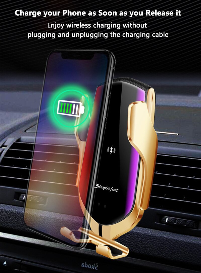 R2 Car Mount Qi Wireless Charger Air Vent Car Phone Holder Fast Charging For Universal 15W,Racks,Charger Holders For Phones