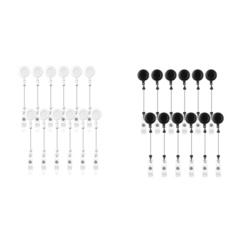 12 szt. Zestaw kołowrotek z koralikami robić samodzielnego montażu, chowany identyfikator, identyfikator uchwyt na szpulę robić koralików, półfabrykat z klipsem robić paska