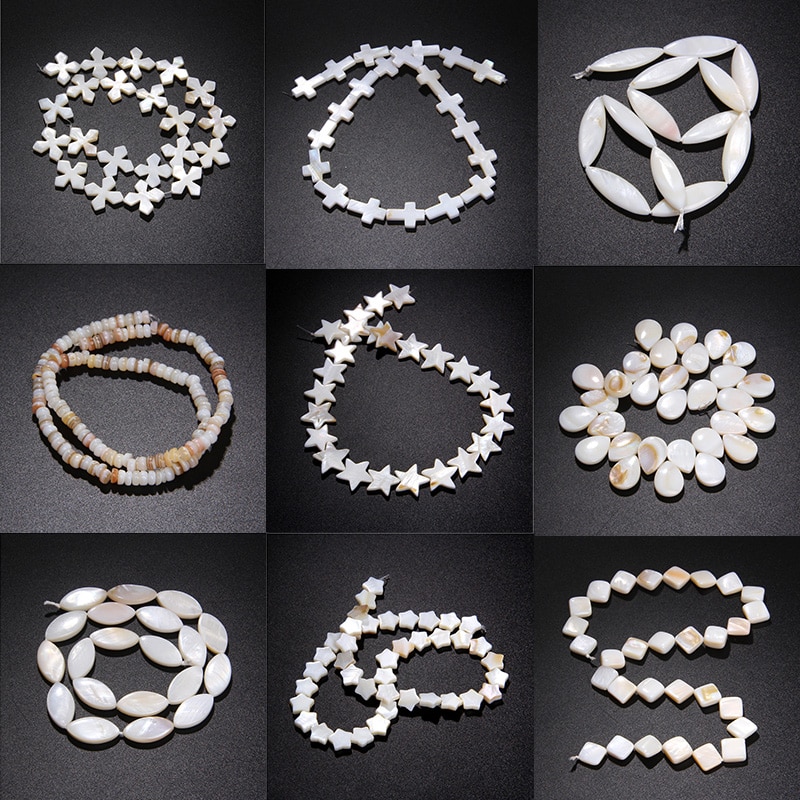 15.5" Natural White Mother Of Shell Irregular Shape Nice Cross Charm DIY Making Women Jewelry Earrings Pendant Pearls Necklace