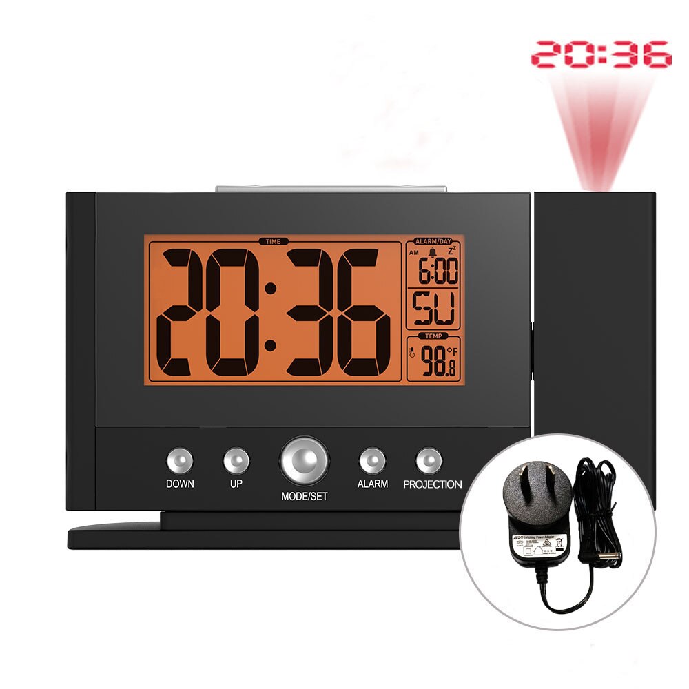 Baldr Digital Projection Alarm Clock Constant Backlight Snooze Ceiling Wall Time Projector Thermometer Clock US/AU Power Adaptor: AU Plug