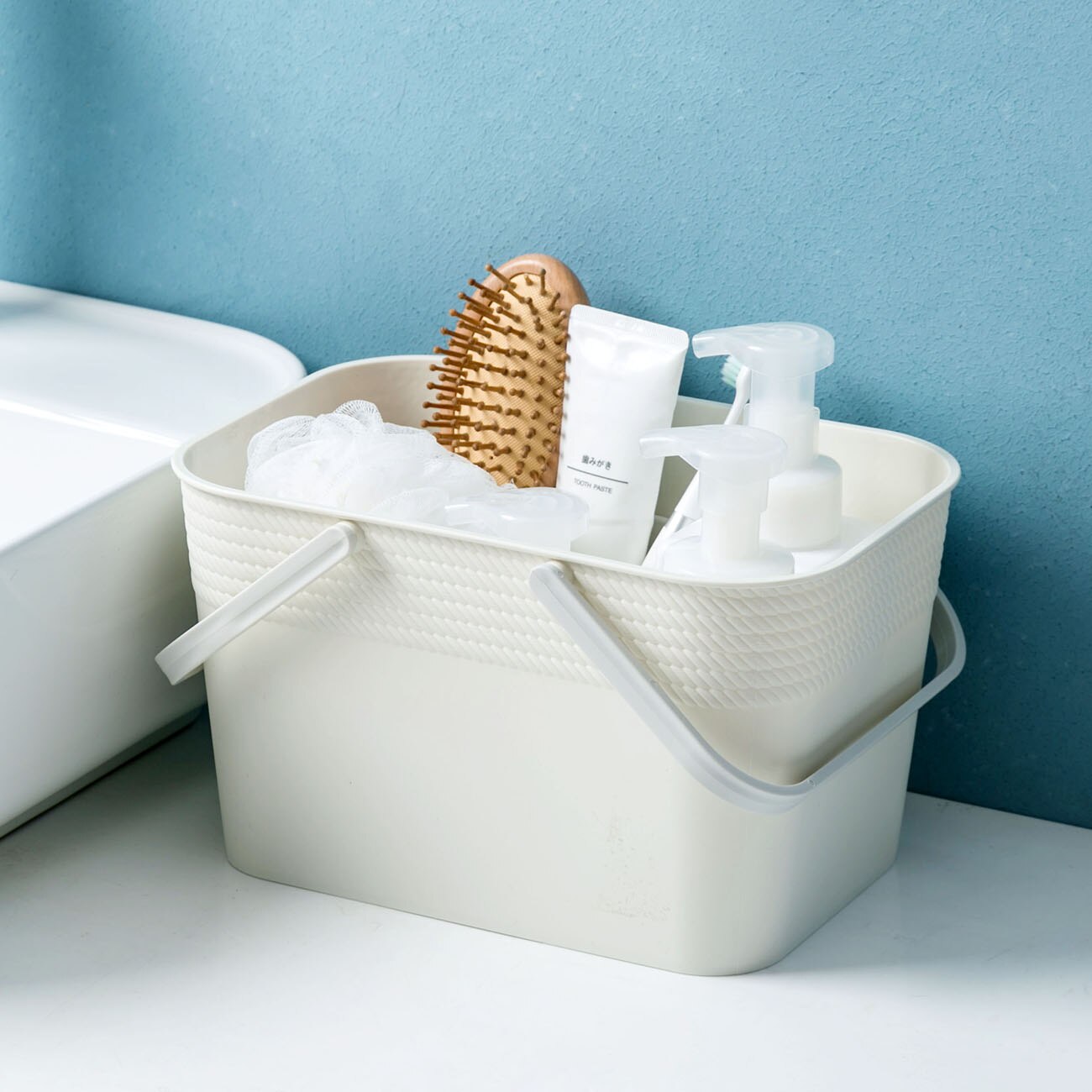 Cesta de baño con mango, cesta de almacenamiento para ducha, organizador de maquillaje, artículos diversos, caja organizadora de baño, 1 ud.
