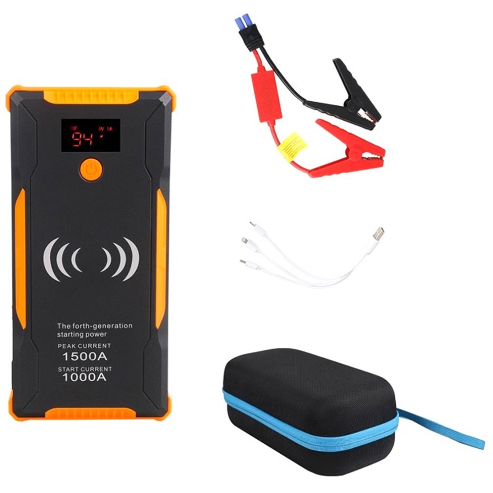 1 PC Portable Jump Starter and Wireless Charger Auto Battery Booster Battery Chargers practical durable: 99900 Orange