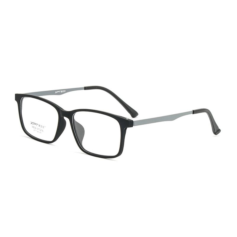 Lunettes optiques souples ultra-légères, monture complète en plastique titane, verres de Prescription pour hommes et femmes: Black Gray
