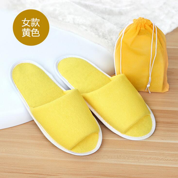 Zapatillas plegables desechables para hombre, zapatos de viaje de negocios, Hotel, Club, portátiles, con bolsa, lote de 10 pares: YELLOW