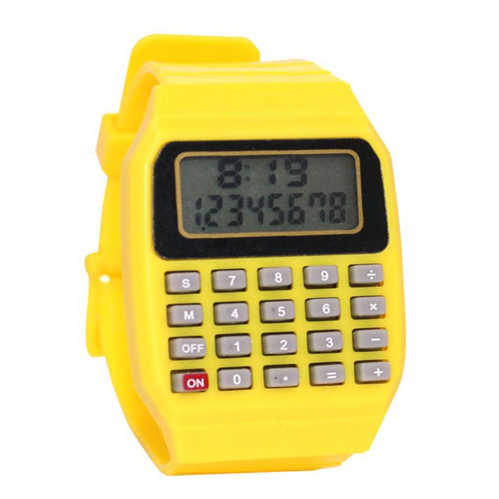 Plastic Children Digital Square Wrist Watch Mini Portable Calculator Exam Tool Kids AG4 Button Battery