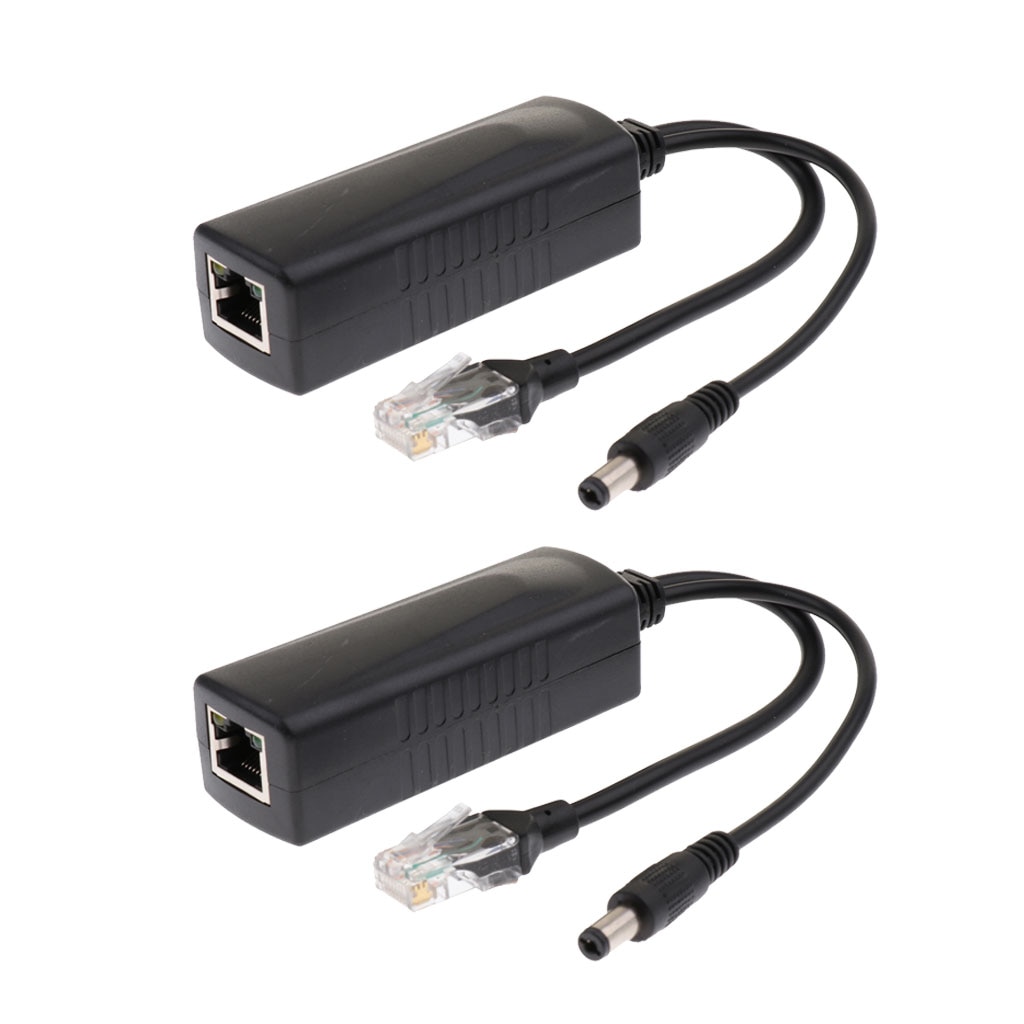 2x kompatibel med ieee 802.3af/ ved aktiv poe splitter strøm over ethernet adapter  (48v to 12v 2a)  - sort