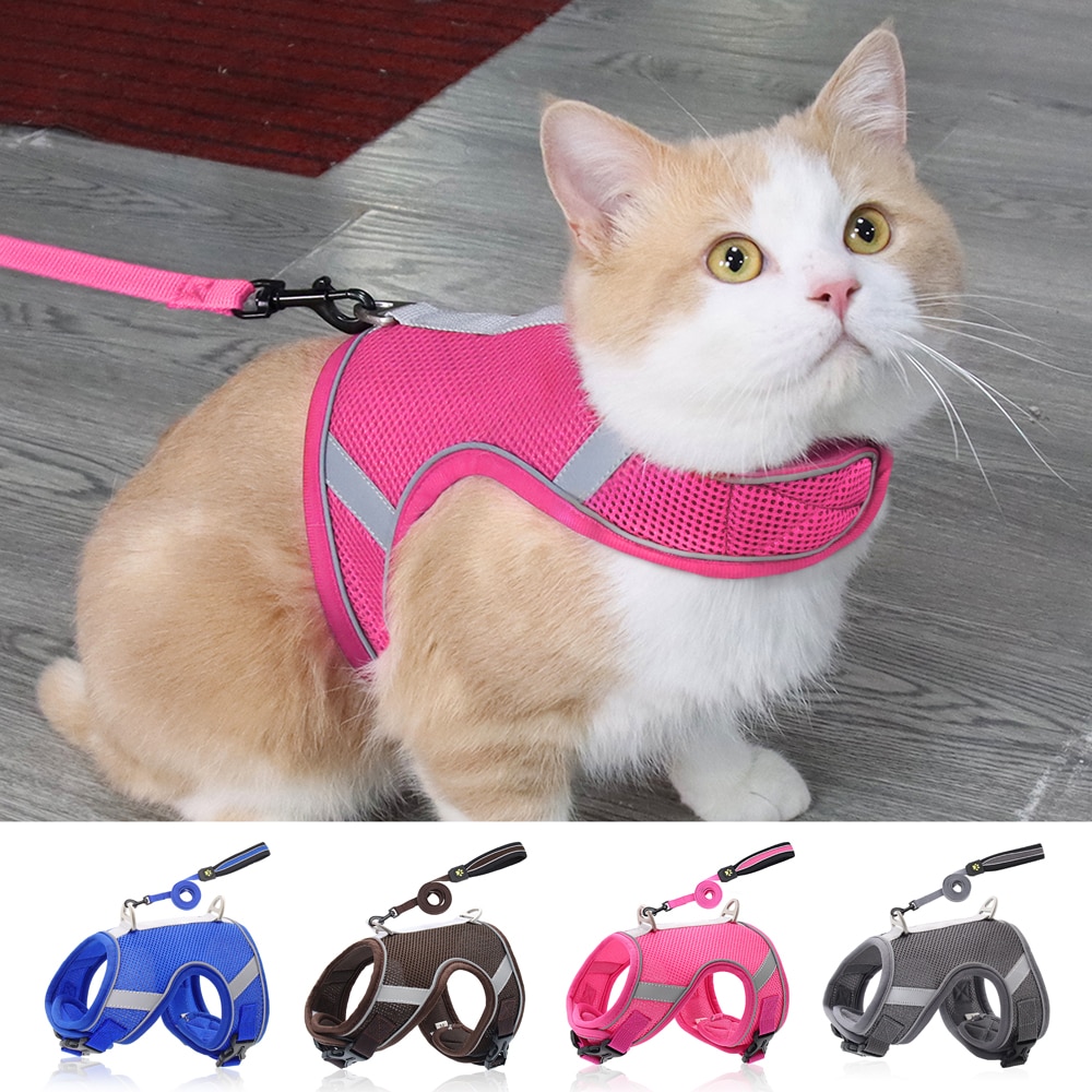 Mesh Cat Harness Reflective Dogs Cat Puppy Harnesses Leash Breathable Samll Dogs Harness Vest for Chihuahua Yorkshire Walking