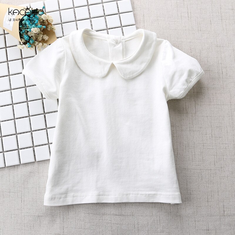 Kacakid Summer baby girls clothing sweet girl doll collar T-shirt children cotton short-sleeved shirt