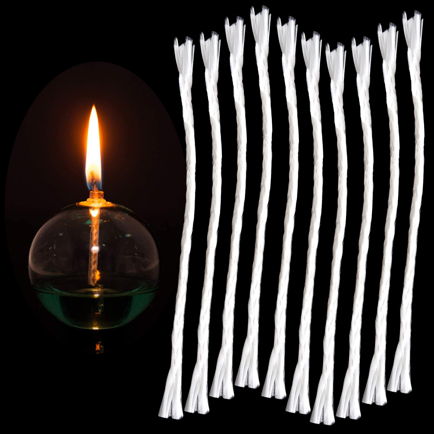 10 Stück/Packung weißer Glasfaserdocht, verwendet für Geburtstagskerzen, rauchfreie DIY-Öllampen, Kerzenherstellungszubehör und Umgebung