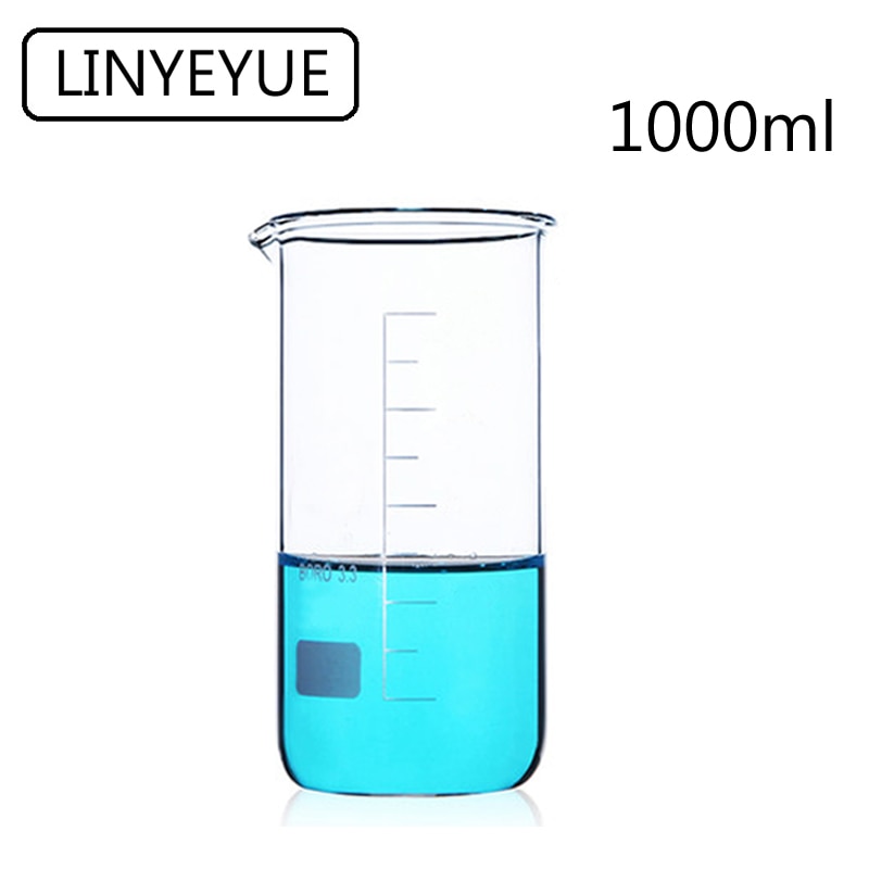 LINYEYUE 1000mL Glass Beaker Tall Form Borosilicate Glass high temperature resistance Measuring Cup Beaker Laboratory Equipment