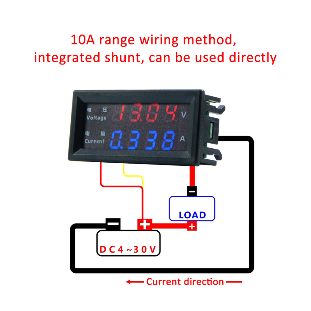 Diymore M4430 DC 100V 200V 10A Electronic Digital Voltmeter Ammeter 0.28'' LED Display Voltage Regulator Volt AMP Meter Tester