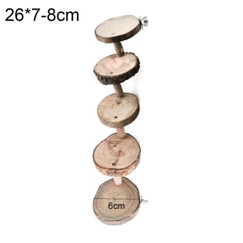 Wooden Mini Parrot Hamster Climbing Stair Ladder Pet Perches Stand Platform Toy Log Yellow Three Ladder Five Ladder Pendant: 5 Stairs