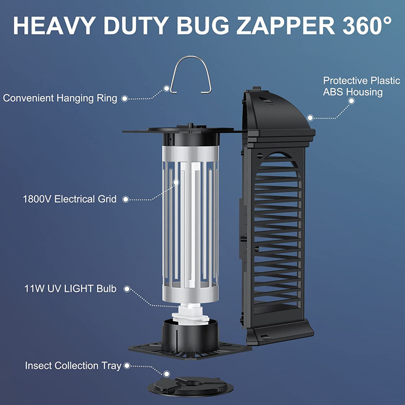 Insektfanger udendørs mygfanger fluefanger til udendørs indendørs myggedræber til hjemmet baghave terrasse sort