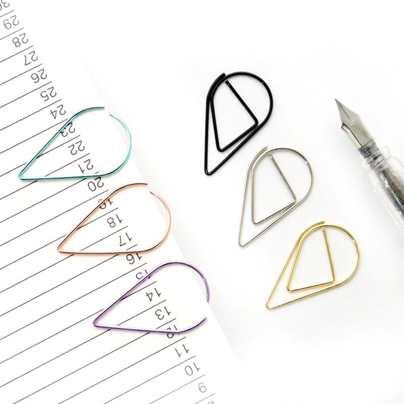 10 pcs/lot mignon Rose or liant Clips Kawai trombone gouttes d'eau métal pinces pour Message bureau fournitures scolaires