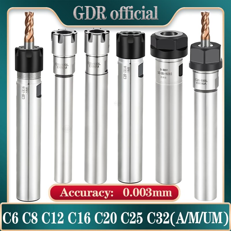 Mandrin de haute précision, porte-outil d&#39;extension CNC 0.003 C10 C12 C16 C20 C25 C32 ER8 ER11 ER16 ER20 ER25 ER32 40