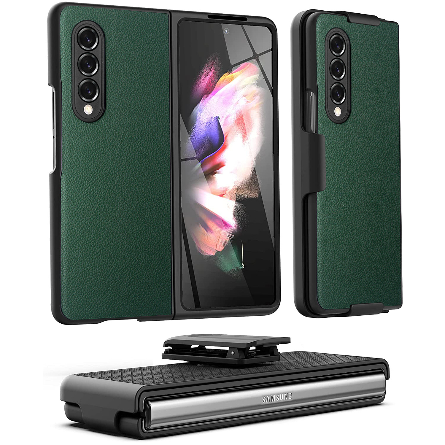 Custodia DuraClip per Samsung Galaxy Z Fold 3 custodie con Clip da cintura Cover anteriore/posteriore sottile con fondina per Galaxy Z Fold 3 Funda: B