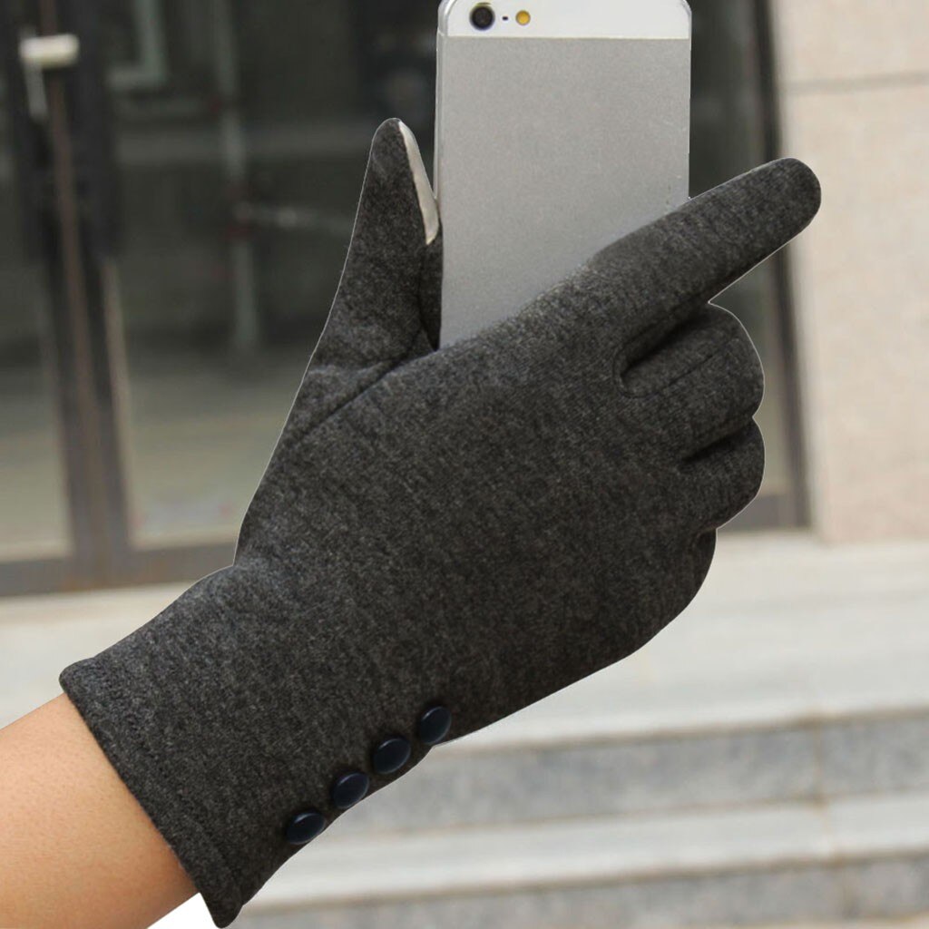 Women's Cashmere wool Gloves Winter Warm thick touch screen gloves Solid Mittens Outdoor Sport Warm Gloves: GY