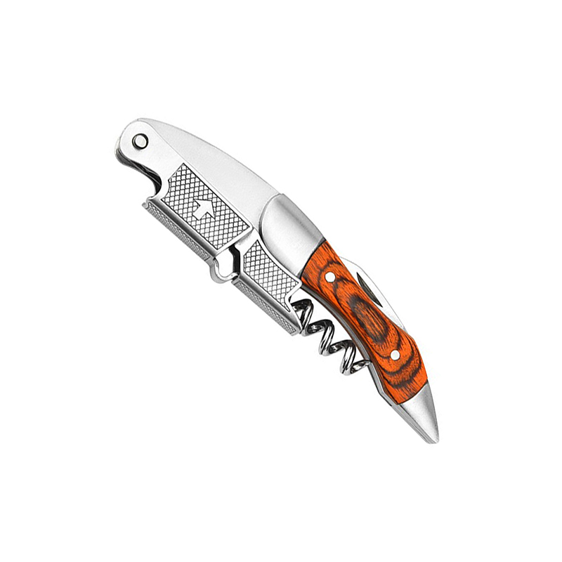 FLYMUYU Waiters Corkscrew,Wine Key with Ergonomic Wood Grip, Beer Bottle Opener, and Foil Cutter for Wine Lovers: Dark Khaki