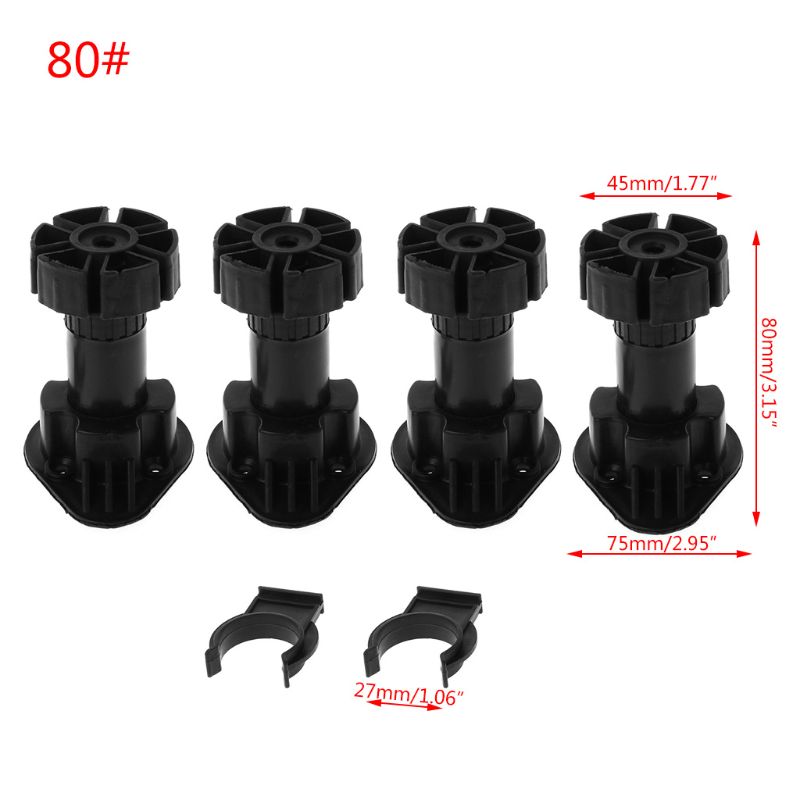 4pcs Adjustable Height Cupboard Foot Cabinet Leg For Kitchen Bathroom: 80mm