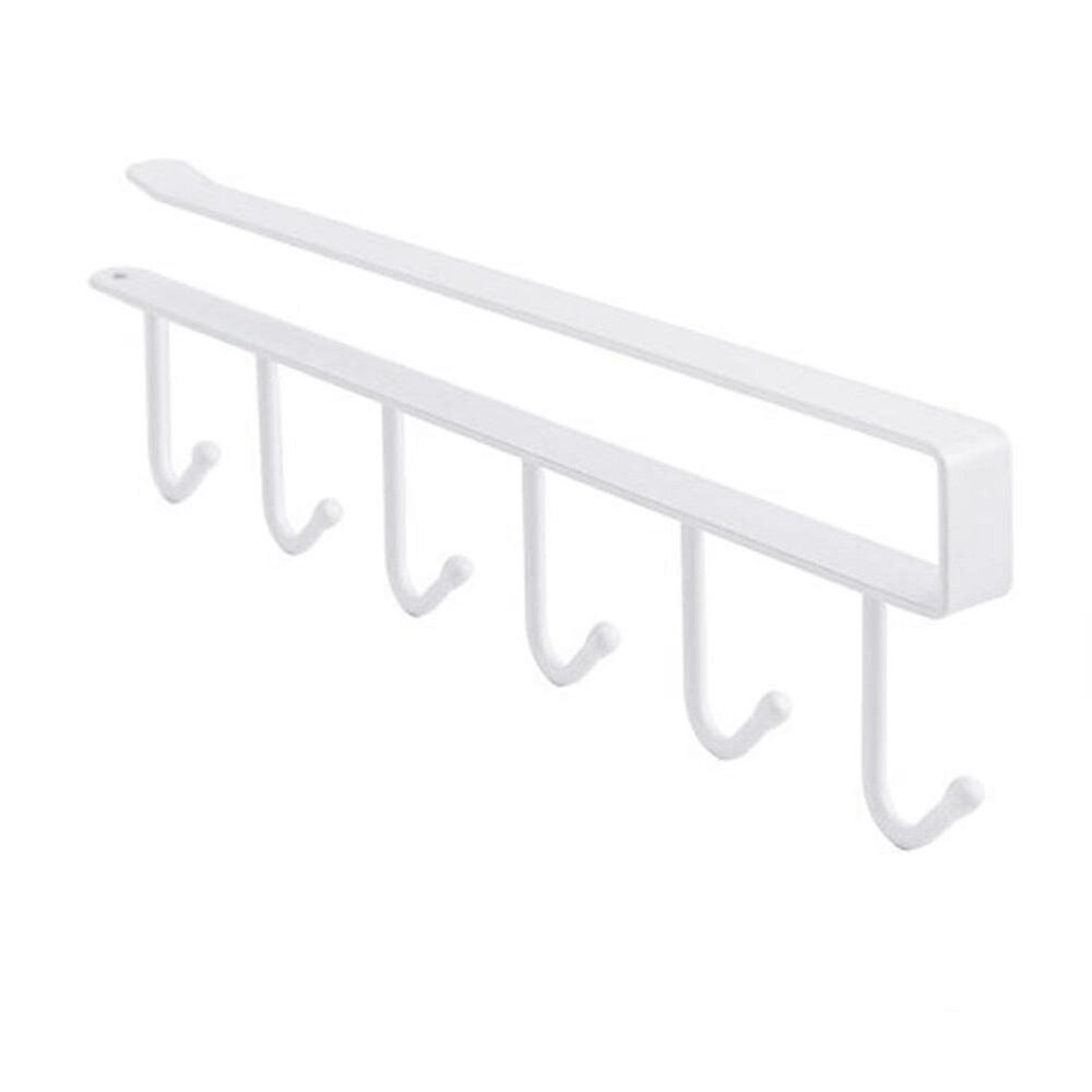 Botique -2 stk krus kroge kopper vinglas opbevarings kroge køkkenredskaber bælter og tørklæde hængende krogeholder under førerhus: Hvid