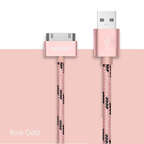 Suptec voor iphone 4 4s 3gs 3g ipad 1 2 3 ipod nano touch 30- pins usb-kabel snel opladen originele opladeradapter datasynchronisatiekabel: Roségoud / 100cm