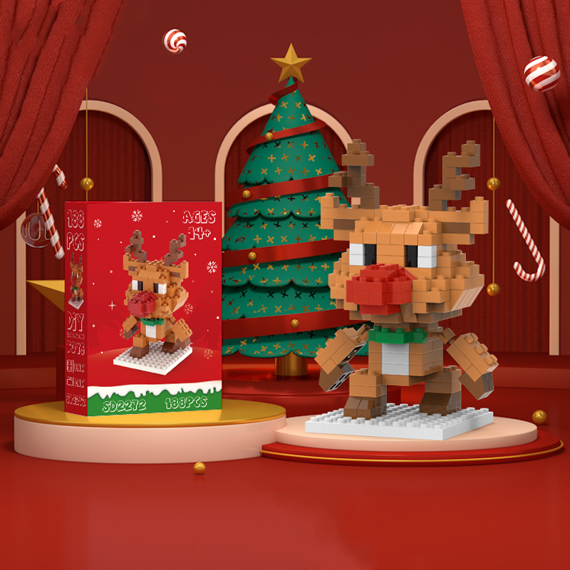 Christmas Series Of Particle Diamond Building Blocks Educational Assembling Toys Christmas Tree Santa Claus Small Ornaments: WHITE
