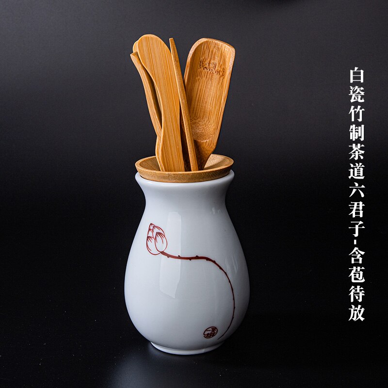 Bamboo Artwork Celadon Tea Ceremony Six Items Set Complete Set Kung Fu Tea Set Accessories Bamboo Tea Clip Tea Pin Tea Spoon: In bud