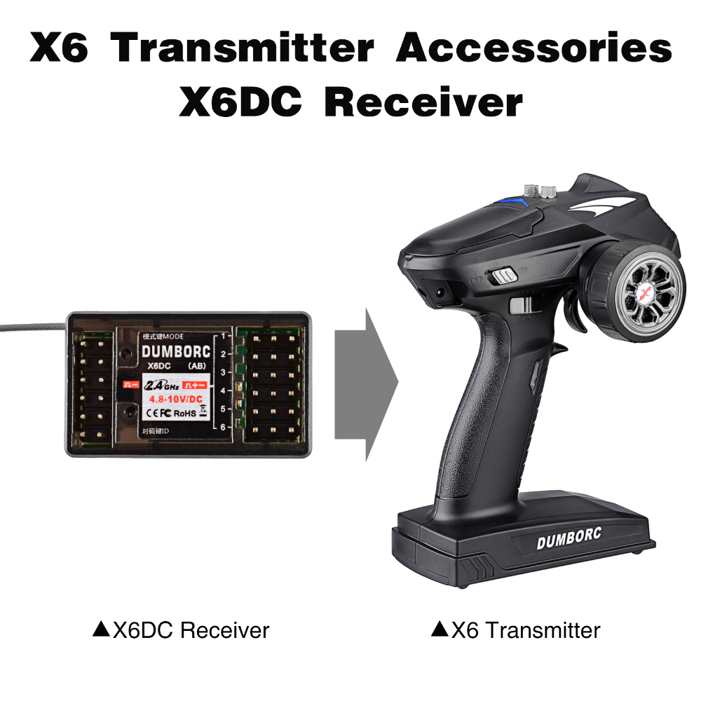 DUMBORC X6F/X6FG/X6DC/X6DCG 2.4G 6CH Radio Control System Receiver for X4 X5 X6 X6P Transmitter RC Car Boat Remote Controller