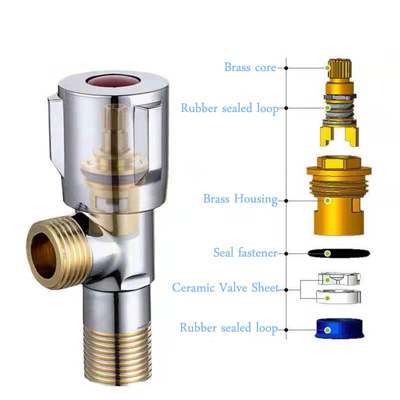 Copper Angle Stop Valve and Cold Water Stop Valve Quick Open Faucet Valve for Bathroom Kitchen Toilet Sink G1/2