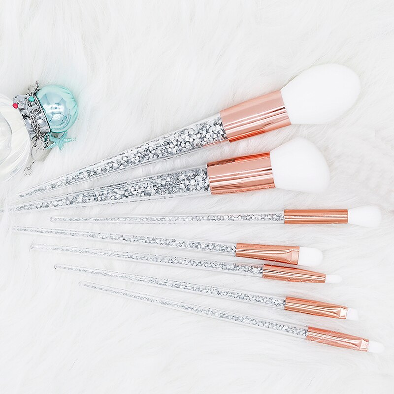 Juego de brochas de maquillaje de cristal de unicornio y Diamante plateado, mezcla de bases en polvo, pinceles para cara y ojos, , 7 Uds.: type 2