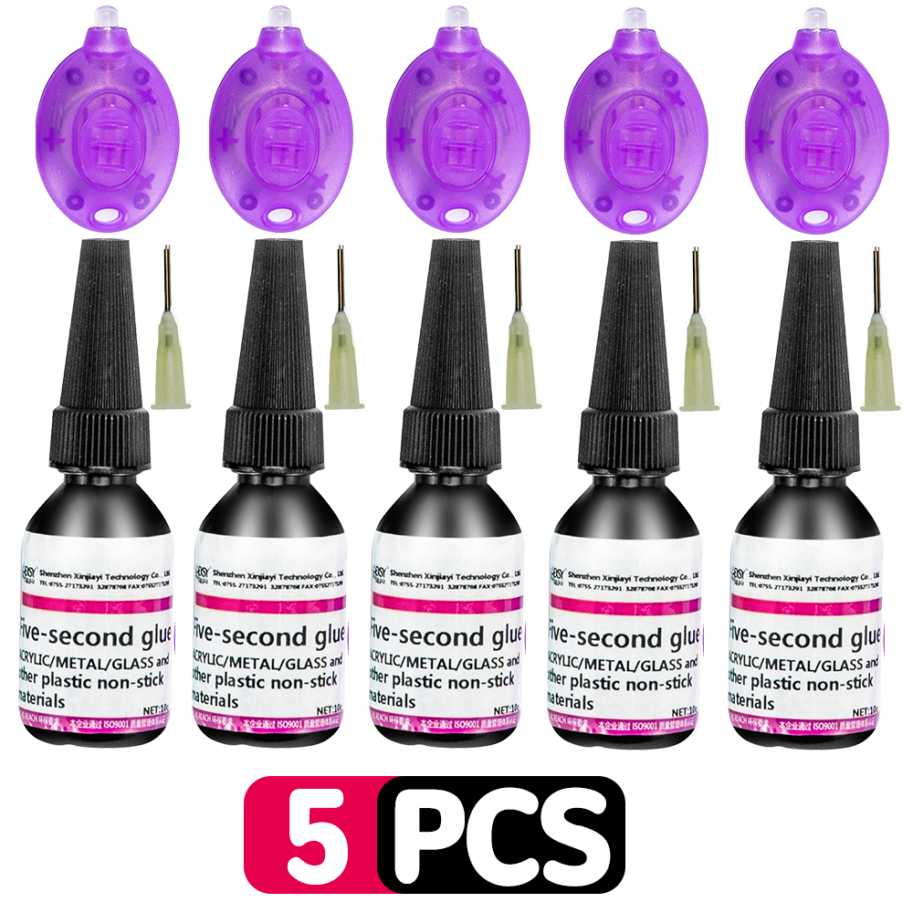 UV Glue Glass Repair Acrylic Metal Crystal Powerful UV Resin Hard Type Ultraviolet Solidify Crafts Clear Adhesive DIY Jewelry: 5PCS