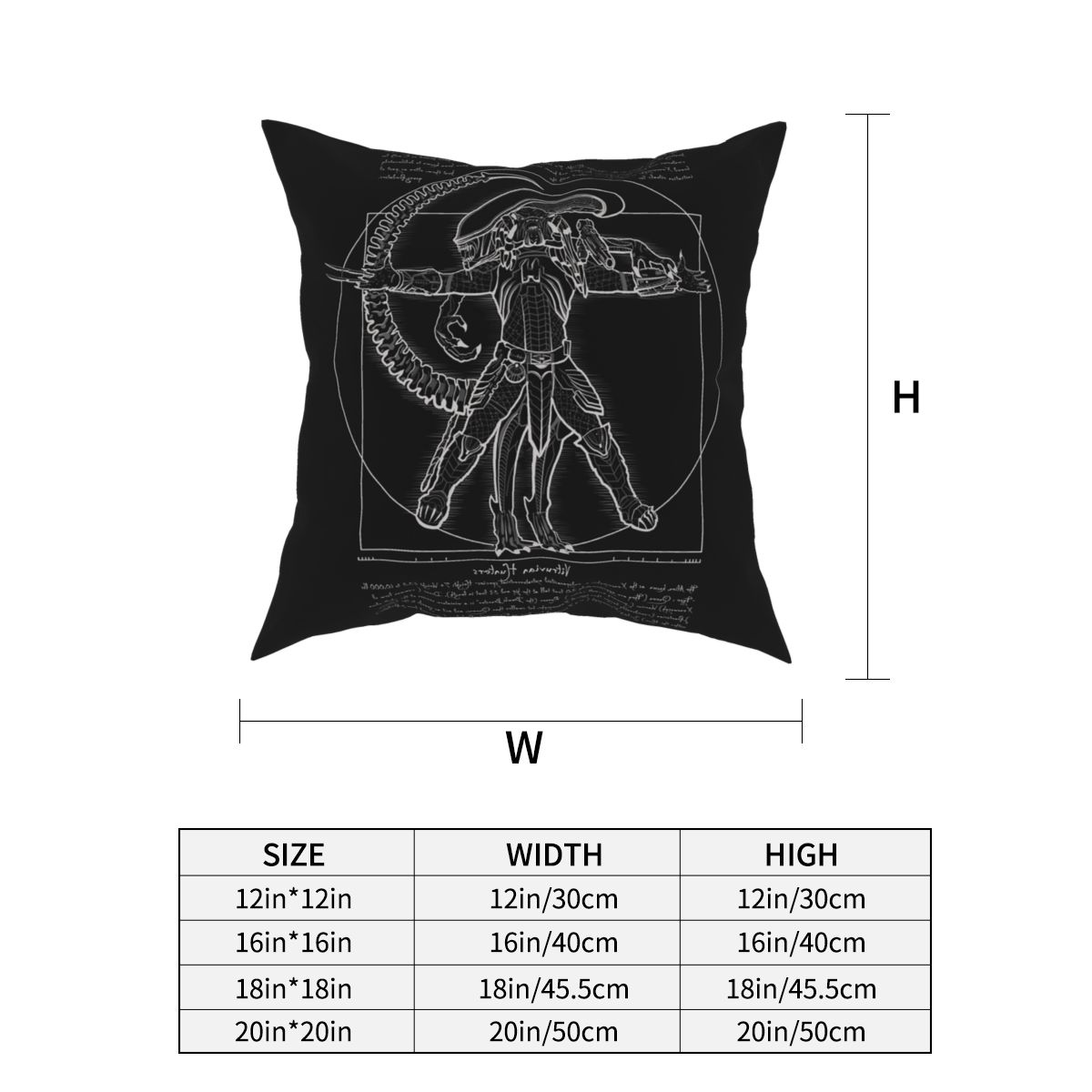 Vitruvian Hunters Negative Alien Covenant Alien Vs Predator Pillowcover Decoration Cushion Cover Throw Pillow for Living Room
