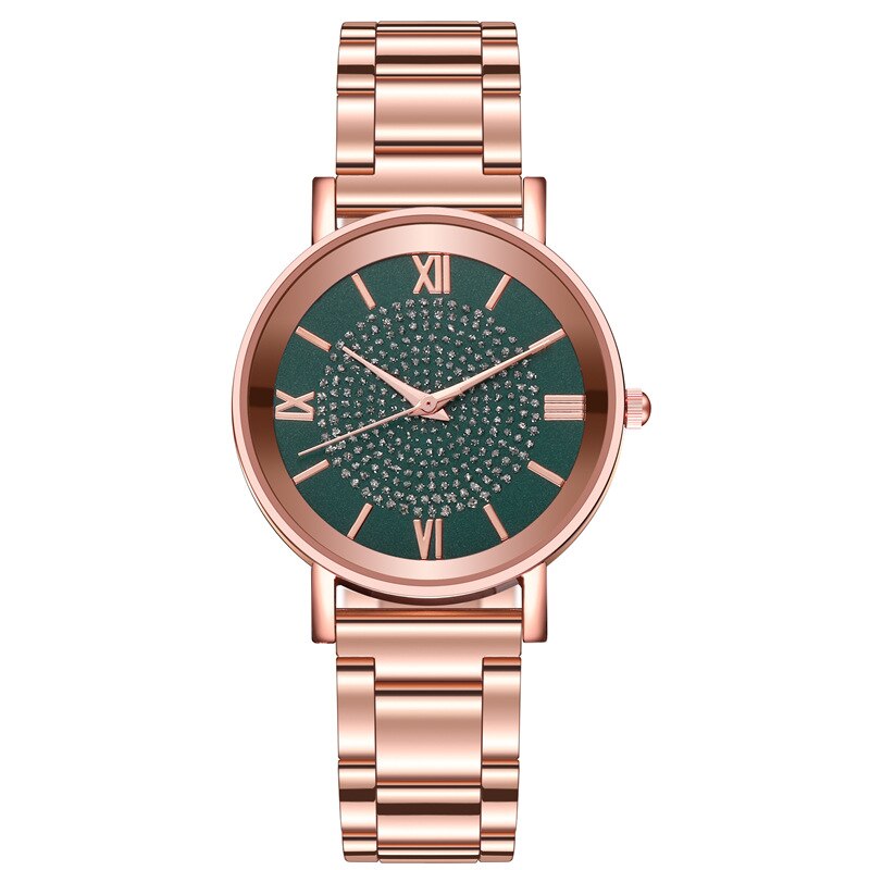 Vrouwen Horloges Luxe Strass Rose Goud Dames Horloges Vrouwen Armband Horloge Voor Vrouwelijke Klok Relogio Feminino: green