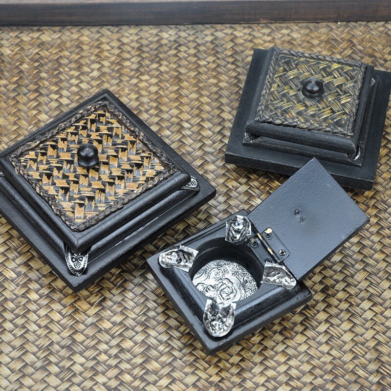 Whyou Vintage Houten Asbak Voor Auto Draagbare Zuidoost-azi Ë Hotel Massief Houten Huis Decoratie Relatiegeschenken