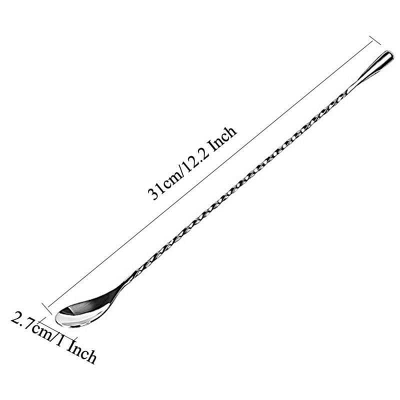 6pcs Cocktail Bar Spoon Stainless Steel Threaded Twisted Mixing Stir Spoon Bar Tool Bartender Tools Cocktail Spoon Stirrer
