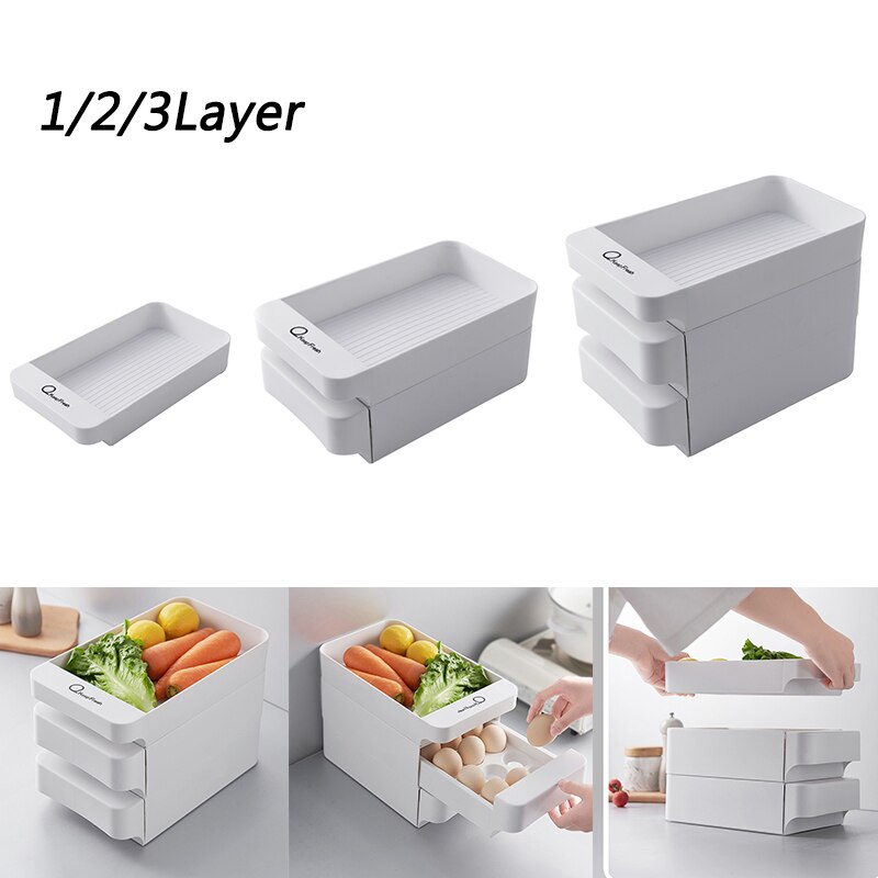 Stackable Fridge Fruit Vegetable Storage Box Household Kitchen Egg Holder Refrigerator Organizer