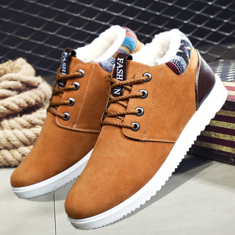 Vinterstøvler til mænd plys varme ankelstøvler herresko man chaussure homme fodtøj herre sneakers plus størrelse 569: Gul / 10