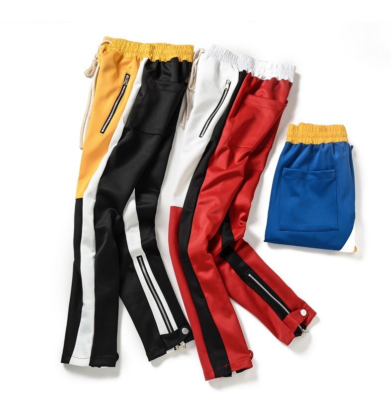 3 farver herre hip hop punk bukser patchwork røde underdele streetwear herre ankel lynlås vintage joggers hiphop skinny sweatpants