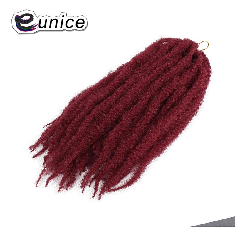 Eunice 3Packs Marley Braids Hair Extension Synthetic Ombre Afro Kinky Crochet Braiding Hair Crochet Braids Bundles 18": #Burgundy