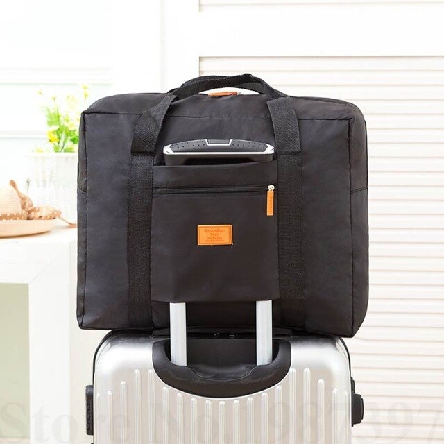 Generieke Water Proof Opvouwbare Reistas Unisex Grote Capaciteit Nylon Trolley Compleet Pakket Reizen Bakken Handtassen: black