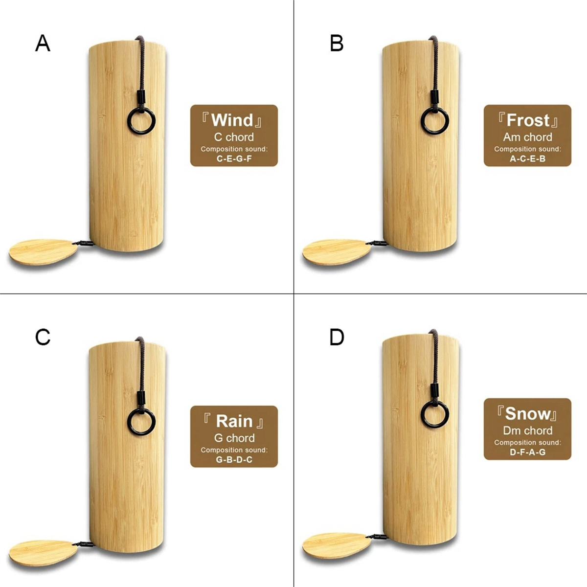 Conjunto de sinos de vento de bambu, sinos de vento, 8 hastes de tom, para jardim ao ar livre, pátio, decoração de casa, meditação, relaxamento