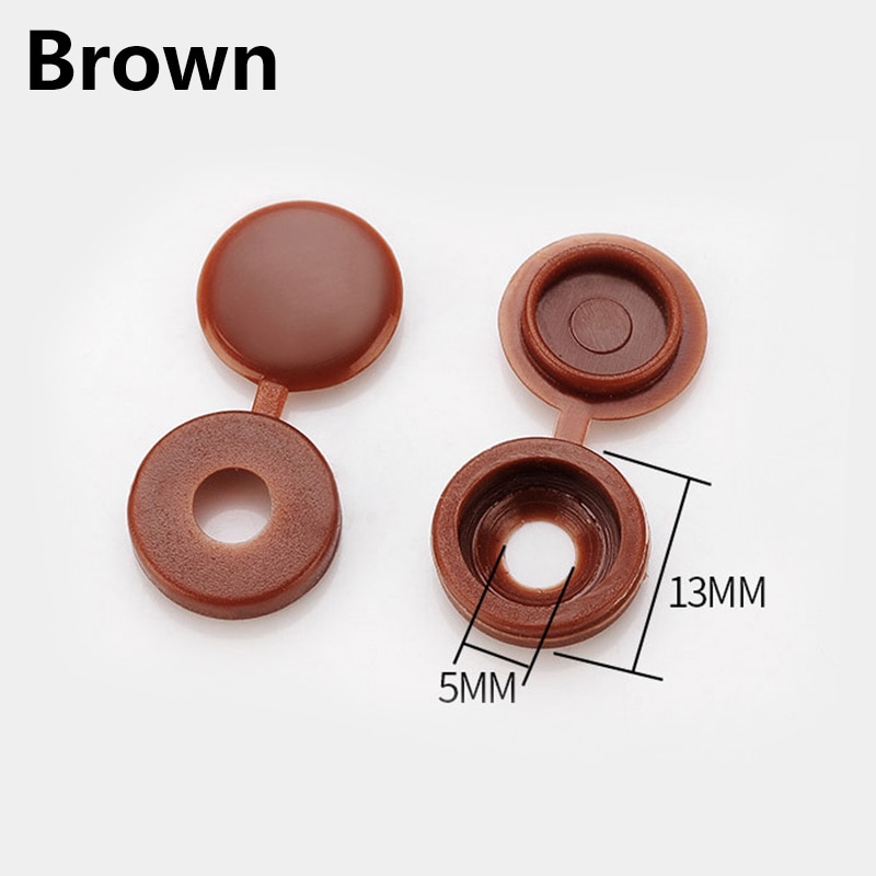 100Pc Screw Cover Fold Caps Button Plastic For Car Furniture M4 M5 Self-tapping Decorative Cover Prevent Dust Hardware Screw Cap: Brown