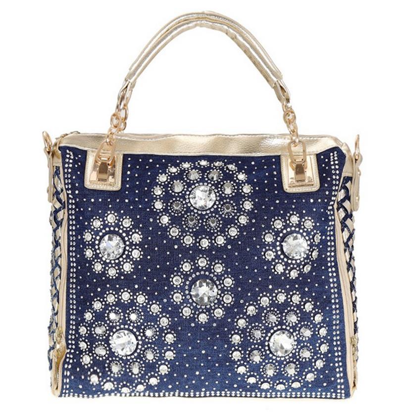 Bageek Womens Handbag Casual Weave Rhinestone Top Handle Bag Crossbody Shoulder Bag For Women Ladies: Golden