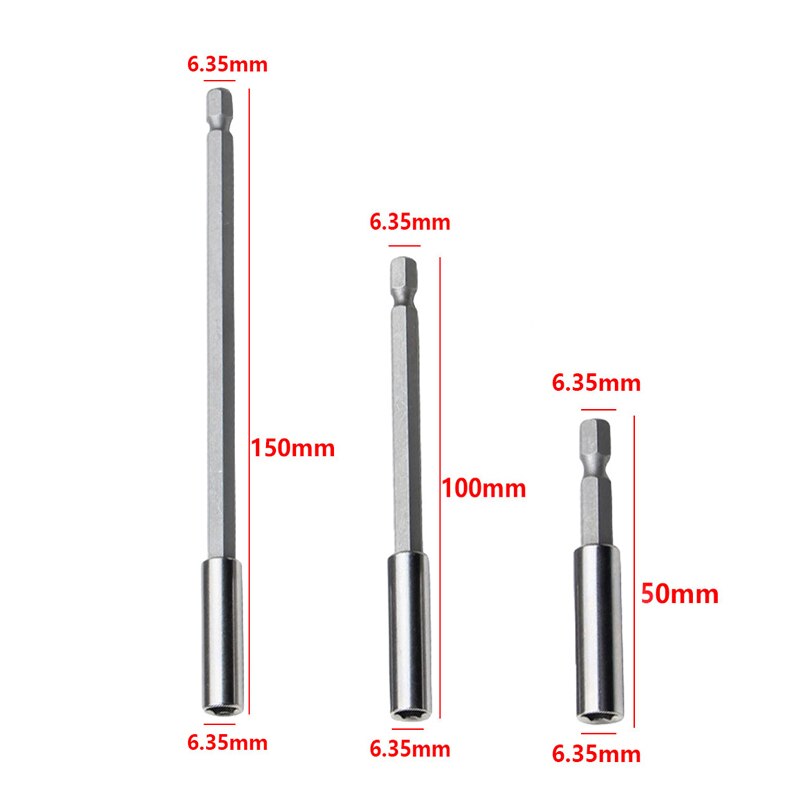 Inner hexagon batten head extension rod Extension Bit Set 1/4" Hex Rod Long Handle Shank Magnetic Screwdriver Bit Hand Tools: 50mm 100mm 150mm