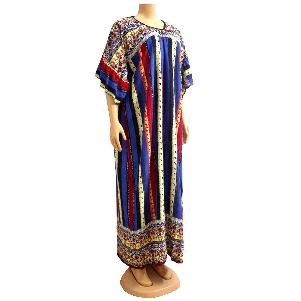 Vestidos africanos de algodón de estilo étnico para mujer, ropa e informal con estampado a rayas, Media manga acampanada, novedad de invierno de