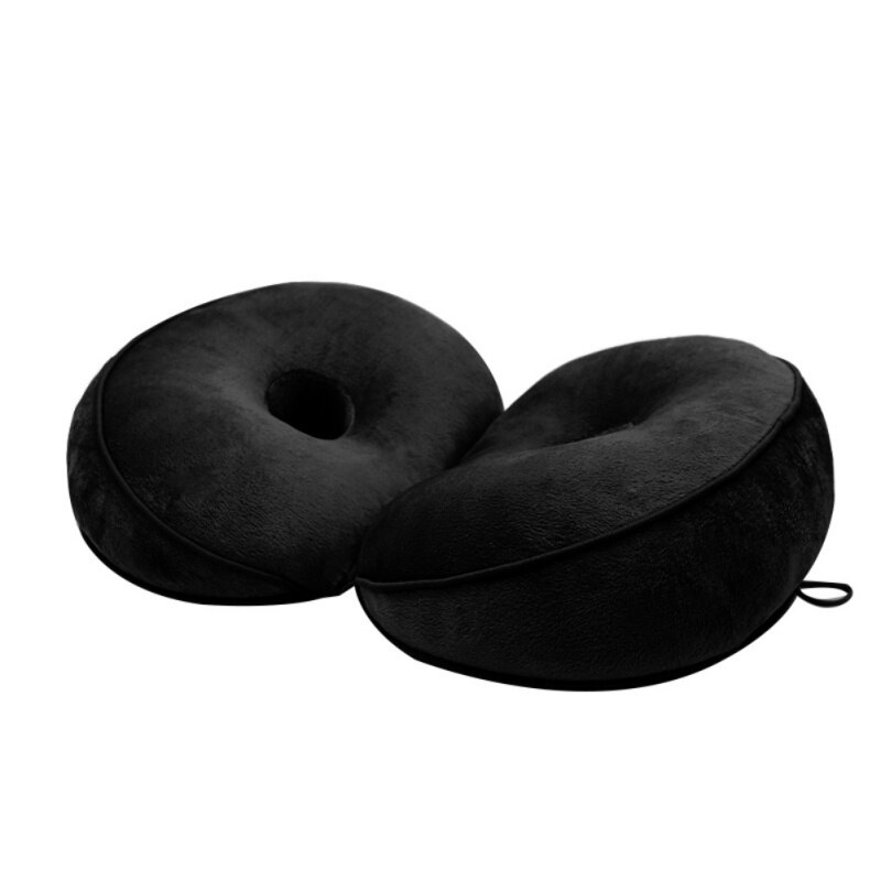 Comfortable Multi-function Sofa Chair Cushion Office Nap Pillow Car Seat Beautiful Hip Cushions Memory Foam Fold Pillows: Black